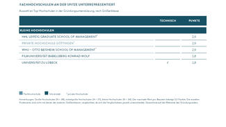 Spitzenreiter im Baustein Gründungsunterstützung: Kleine Hochschulen